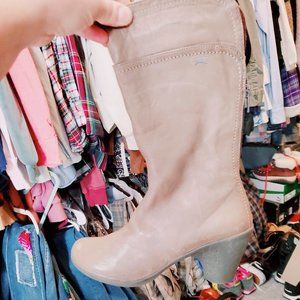 Camper Leather Knee Boots with Back Zip